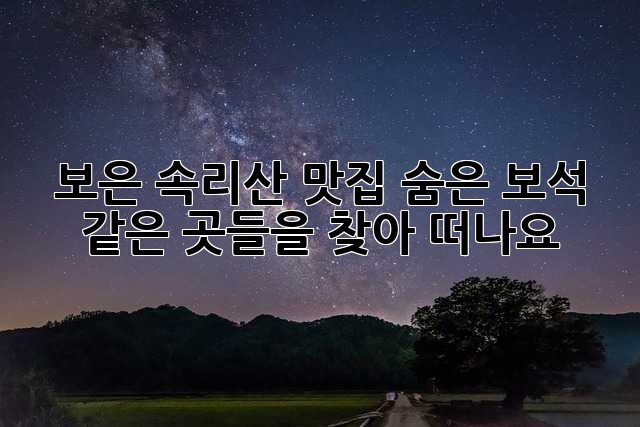 보은 속리산 맛집: 숨은 보석 같은 곳들을 찾아 떠나요!