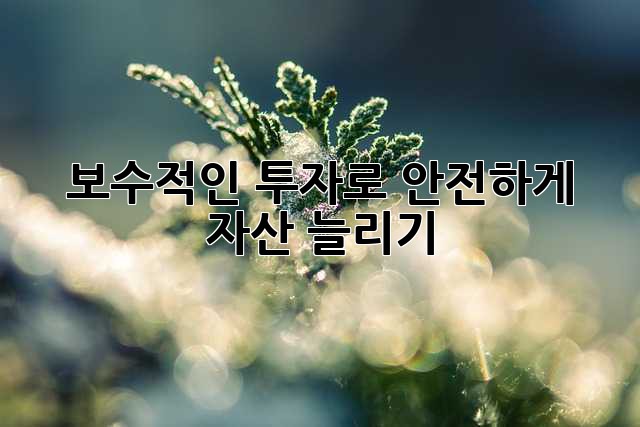 보수적인 투자로 안전하게 자산 늘리기
