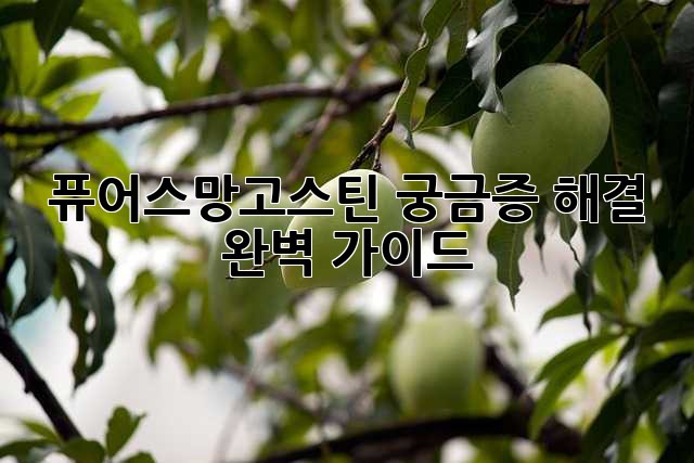 퓨어스망고스틴: 궁금증 해결 완벽 가이드