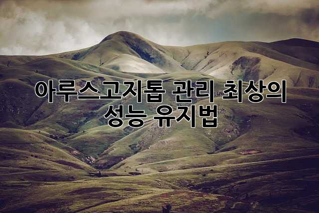 아루스고지톱 관리: 최상의 성능 유지법